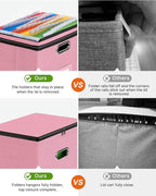 Oterri File Organizer Boxes with Lids, File Box with Mesh Pockets, Document Organizer Box for Letter Size Folders, Zippers Im