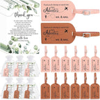 Dandat 50 Sets Wedding Favor Gifts for Guests Bulk PU Leather Honeymoon Travel Luggage Tags with Name Tel Address Cards and O