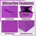 Karenhi 11" x 10.5" x 10.5" Purple Storage Cube, 6 Pack Fabric Cube Storage Bins Organizer Box, Collapsible Baskets with Hand