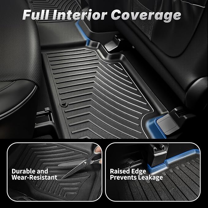 OEDRO Floor Mats for Chrysler Pacifica 2017-2025 2026 (No Hybrid Models), Fit 7 and 8 Passenger Model, 3D Custom All-Weather Protection Full Set TPE Floor Liners
