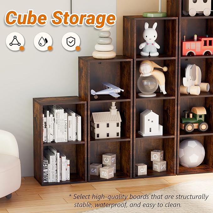 Book Shelf, 3 Cube Storage Organizer, Open Shelves Bookcase 9.3”x 11.8” x 31.4”, Bookshelf for Living Room, Bedroom, Home Off