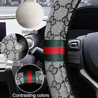 5PCS Steering Wheel Cover, with 2 Headrests, 2 Seat Belt Covers - Universal Fit for 14.5-15" Steering Wheel, Enhances Driving Experience - Perfect for Women (Gray)