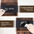 Key and Mail Holder for Wall, Key Holder with Chalkboard and Long Storage Box, Key Hanger with 3 Sturdy Hooks for Coat, Dog L