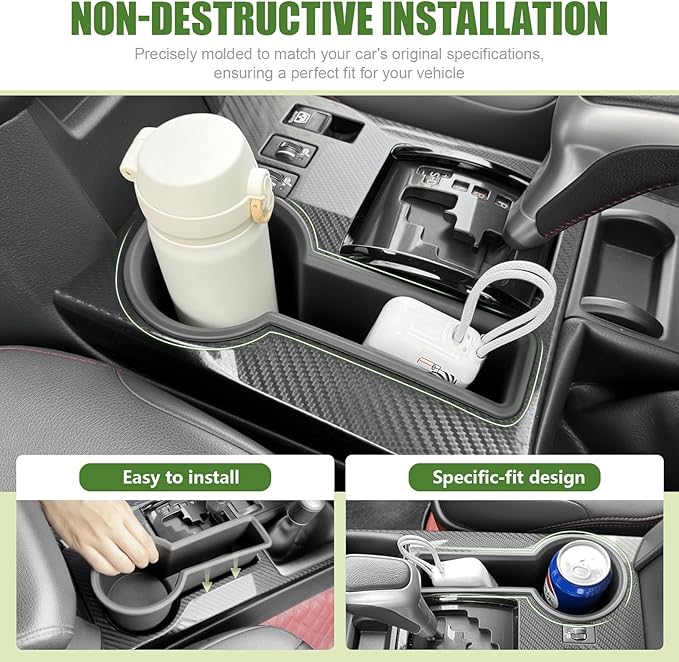 Upgrade Cup Holder Insert for 2014-2024 Toyota 4Runner Center Console Cupholder Coaster Liner Replaces Mat for 4 Runner Interior Accessories Black(Center Console Rear, 1PCS)