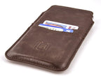 Dockem Provincial Wallet Sleeve for iPhone 11-15 Pro Max, 14-16 Plus, XS Max, 6-8 Plus (6.5/6.7 inch) – Vintage Vegan Leather Pouch Cover with 2 Card Holder Slots [Brown]