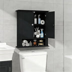 Bathroom Cabinet Wall Mounted| Over the Toilet Storage Cabinet with 2 Doors & Adjustable Shelf, Hanging Wall Cabinet, Upper C
