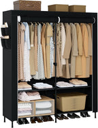 CASAMAYA Portable Closet, 54.3 Inch Large Capacity Wardrobe Closet with Cover, Clothes Storage Organizer with Shelves and 2 H
