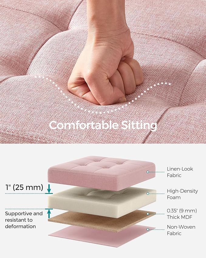 SONGMICS Mazie Collection - 30 Inches Folding Storage Ottoman Bench, Ottoman Foot Rest, End of Bed Bench, Storage Chest, Load