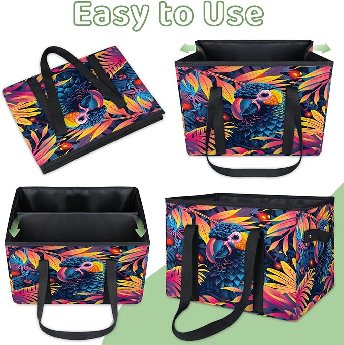 Reusable Grocery Bag, Foldable Large Shopping Tote Bag for Groceries Kitchen Picnic Car Trunk