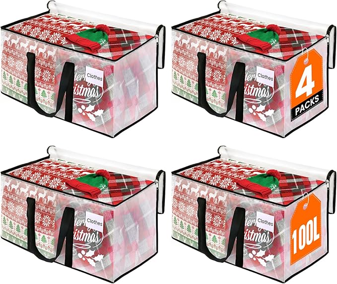 RoomHacks Clear Moving Bags Heavy Duty Extra Large, Moving Supplies with Reinforced Handle and Double Zipper, Storage Bags fo