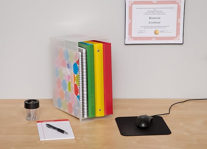 IRIS USA Medium Portable Desktop File Box with Open Lid, 6 Pack, Side Handles, Hanging File Folders, Tabs & Inserts, Letter S