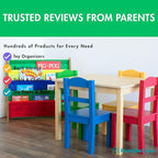 Humble Crew 4-Tier Kids Bookshelf, Natural Wood/Primary - Premium Book Shelf for Kids Rooms with Four Deep Pockets - Toddler 