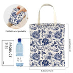 Cute Car Trash Can, Hanging Canvas Car Back Seat Organizer and Storage Bag, Funny Car Trash Bag For Travelling, Outdoor Blue Ceramic Floral