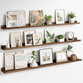 Axeman Picture Ledge Shelf | 55 Inch Walnut Floating Shelves Set of 3 | Rustic Wood Wall Shelves with Lip | 55" Walnut Pictur