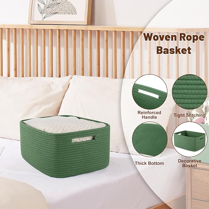 OIAHOMY Storage Basket for Shelves, Closet Cube Storage Bins Baskets for Clothes Blanket Towels, Baby Nursery, Toy Baskets Bo