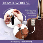 Women’s Bag Charm Key Finder, Car Keychain Hook, Cute Purse Organizer & Tote Bag Accessories, Gifts for Mom - Original