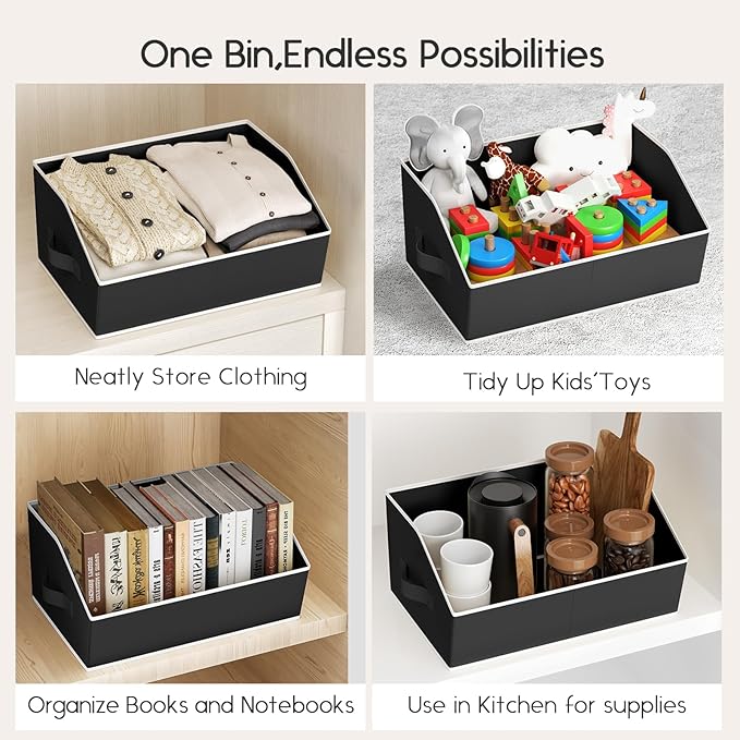 Homsorout Large Closet Organizers and Storage Bins - 8 Pack Trapezoid Storage Baskets for Shelves, Foldable Fabric Baskets wi
