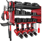 VEVOR Power Tool Organizer with Charging Station, 3-Layer Drill Storage Rack with 4 Drill Holders & Side Pegboard, Garage Too