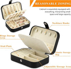 Travel Jewelry Box, PU leather Small Jewelry Organizer For Female Girls, double layer portable mini travel case for storing e