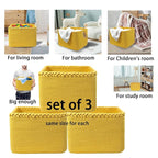 COMFY-HOMI 3Pack Small Woven Cotton Rope Basket for Organizing, Gift Baskets for Handles, Empty Gift Baskets, Medium Rope Bas