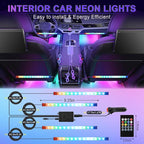 LivTee Car Led Interior Lights，4pcs 48 LED Multicolor Music Car Interior Accessories Under Dash Lighting Waterproof Kit with Sound Active Function and Wireless Remote Control, Car Charger Included