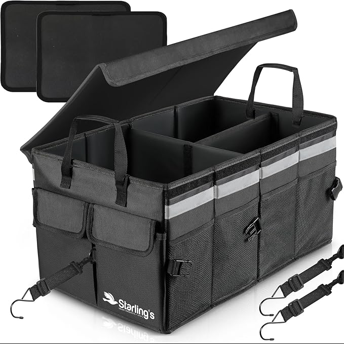 Starling's Car Trunk Organizer Super Strong, Foldable Storage Cargo Box for SUV, Auto, Truck Nonslip Waterproof Bottom, Fits
