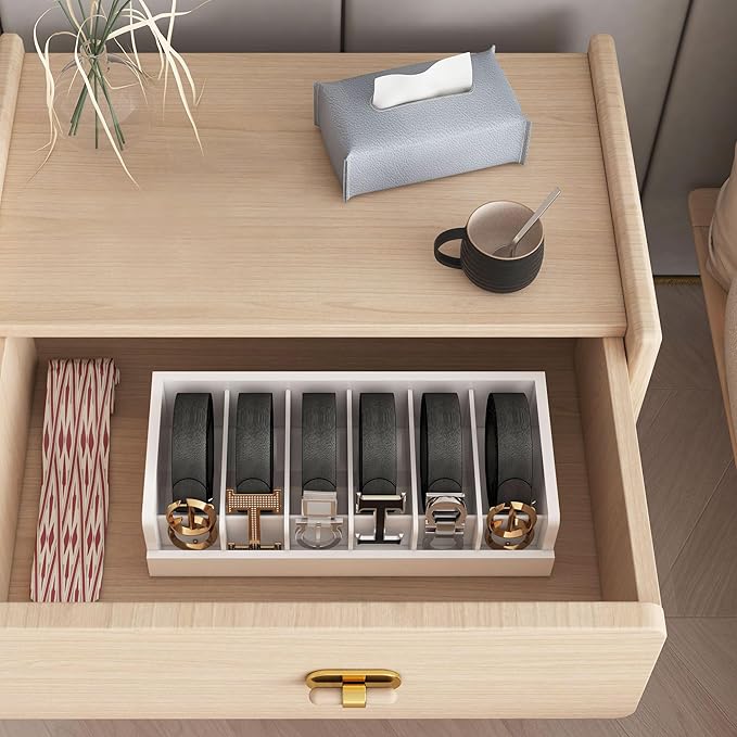 Belt Organizer for Drawer - Bamboo Belt Storage Organizer | Belt Rack for Closet Wall Mount Men Women Tie Sock Bra Scarf Ribb