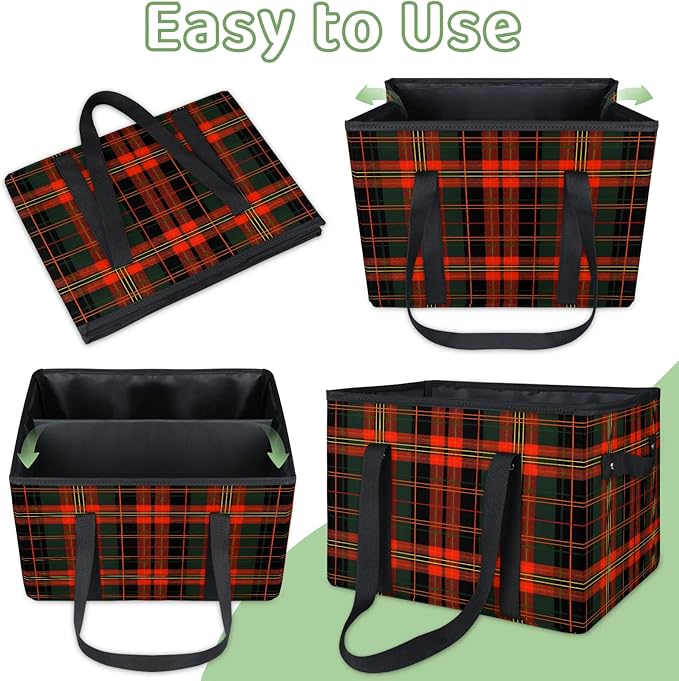 Reusable Grocery Bags Heavy Duty Shopping Bags Foldable Large Tote Bags with Long Handles & Hard Bottom