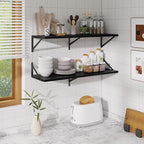Black Deep Floating Shelves for Wall,36" Wx10 D Wood Wall Shelves with Metal Brackets,Hanging Storage Floating Shelf for Livi
