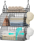 HapiRm Hanging Closet Organizer Storage - 3 Tier Metal Stackable Hanging Closet Shelves with Dividers and S Hooks, Foldable C
