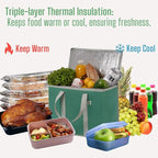 VENO 2 Pack Cooler Bag and Insulated Grocery Bags for Food Delivery, Collapsible Cooler, Reusable Shopping Bags for Groceries with Zipper, Foldable, Heavy-Duty, Stands Upright (Green, 2 Pack)