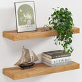 8 Inch Deep Floating Shelves, USA-Sourced Rustic Elm Wood Wall Shelves for Storage, Wall Mounted Display Shelving with Invisi