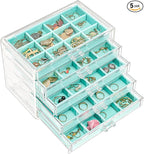 ProCase Earring Holder Organizer Jewelry Box with 5 Drawers, Acrylic Clear Earring Case with Adjustable Velvet Trays for Wome
