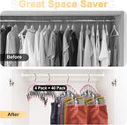 Legging Organizer for Closet, Metal Yoga Pants Hangers 4 Pack w/10 Clips Holds 40 Leggings, Space Saving Hanging Closet Organ