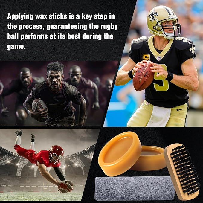 4 in 1 Football Prep Kit - for Effectively Secure Grip & Enhance Tack with 2 Football Wax & 1 Football Brush & 1 Cloth - Adul