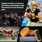 4 in 1 Football Prep Kit - for Effectively Secure Grip & Enhance Tack with 2 Football Wax & 1 Football Brush & 1 Cloth - Adul