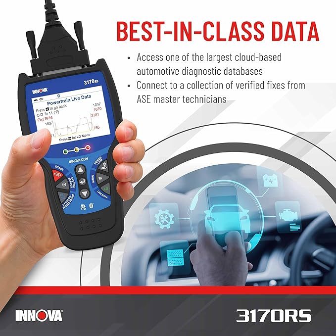 INNOVA 3170RS OBD1 & OBD2 Scanner, ABS Bleeder Scan Tool, OBD2 Diagnostic, Caliper Service, Brake Pad Life, Read/Erase ABS/SRS