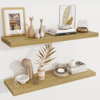 Fun Memories 12 Deep Floating Shelves, 40W x 12D Floating Shelves for Wall Set of 2, Extra Deeper Hanging Wood Shelves for Wa