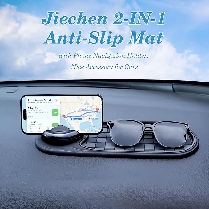 Universal Anti-Slip Car Dashboard Mat with 360° Rotating Phone Holder – Multi-Functional Organizer Pad for Phones, Sunglasses