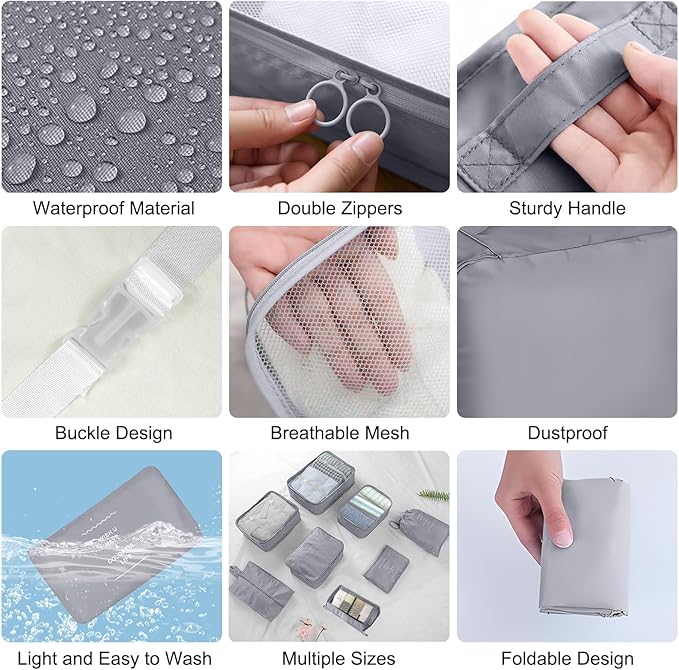 Packing Cubes for Travel-10 Set Luggage Organizer Bags for Family, Mesh Breathable Packing Cubes for Suitcases Durable Travel