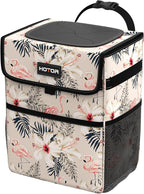 HOTOR Car Trash Can - Leak-Proof Car Organizer and Storage Bag for The Back/Front/Console of Any Cars,Sedans, SUVs & Trucks Easy-to-Install Car Accessory Interior, Flamingo Print