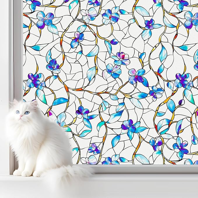 SOMWISE Frosted Glass Window Film, Heat Insulation, UV Block, Anti-Glare, One Way Privacy Tint, Static Cling for Home Bathroom Door, Renter Friendly, Day & Night Privacy
