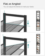 SONGMICS Shoe Rack, 8-Tier Shoe Organizer, Metal Rack for Garage, Set of 2, 4-Tier Stackable Shelf, with Adjustable Flat or A