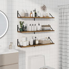 Floating Shelves, Wall Book Shelf with Brackets, 36 inch Wall Shelves Set of 3, Particle Board Wooden Shelf for Kitchen, Bath