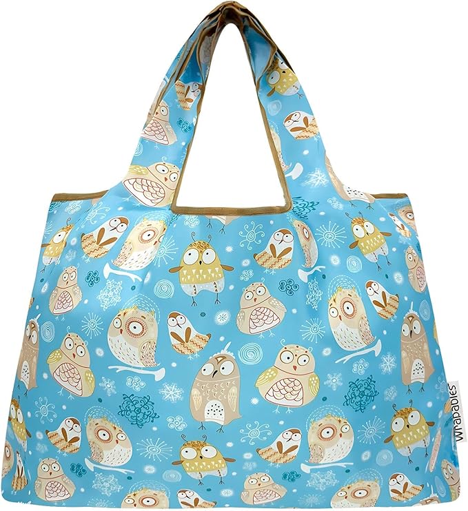allydrew Large Foldable Tote Nylon Reusable Grocery Bags, 6 Pack