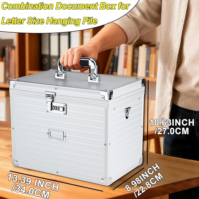 File Storage Cabinet File Organizer Document Organizer File Box in Office and Home with Combination Lock with 20 Letter Size 
