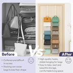 SWTYMIKI Over the Door Purse Organizer - 2 Packs Wall Mounted Purse Rack with 8 Hooks Design, Hanging Handbag Organizer Stora
