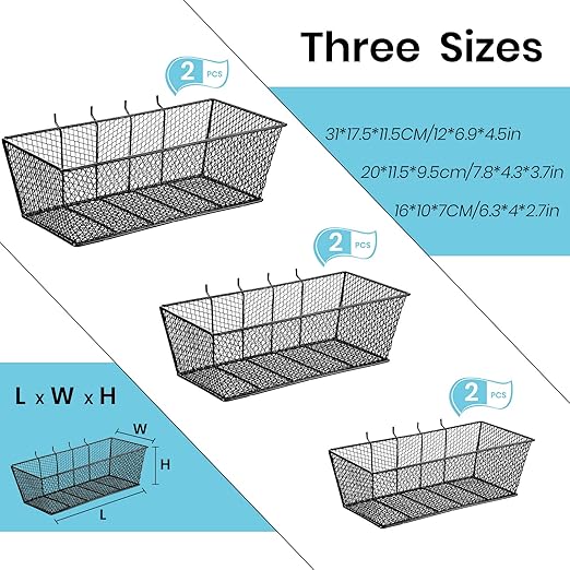 Pegboard Baskets Wall Mount Wire Peg Board Baskets 3 Sizes Pegboard Accessories Slatwall Bins Basket Home Garage Pegboard Han