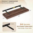 Fun Memories Floating Shelves 32 Inch Long, 9.3Inch Deep Floating Shelves for Wall, Extra Deeper & Thicker Wall Mounted Stora