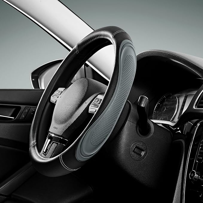Road Comforts Car Steering Wheel Cover - Microfiber Leather Steering Wheel Wrap Sports 14.5-15 Inch Steering Wheel Cover Non-